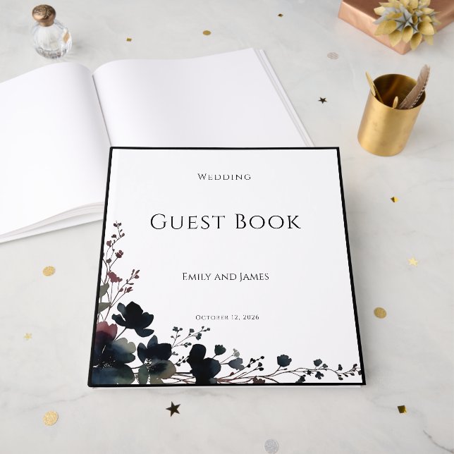 Livro De Visitas Romantic Floral Wedding Soft Elegant (Frente aberta)