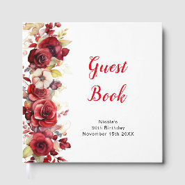 Livro De Visitas Romantic Red Roses Floral Birthday Party