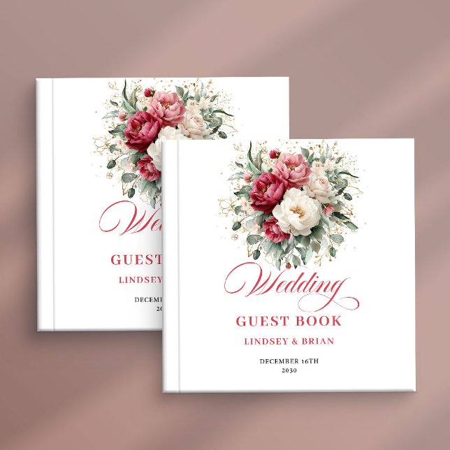 Livro De Visitas Romantic Rustic Red Blush Wedding Guest Book (Romantic Rustic Red Blush Wedding Guest Book)