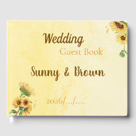 Livro De Visitas Romantic Sunflower Rustic Yellow Wedding