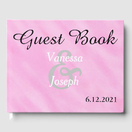 Livro De Visitas Romântico Rosa Pastel Branco Casamento em Aquarela