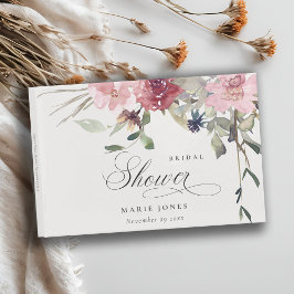 Livro De Visitas Rosa Bege Desbotado Flor Silvestre Floral Chá de N