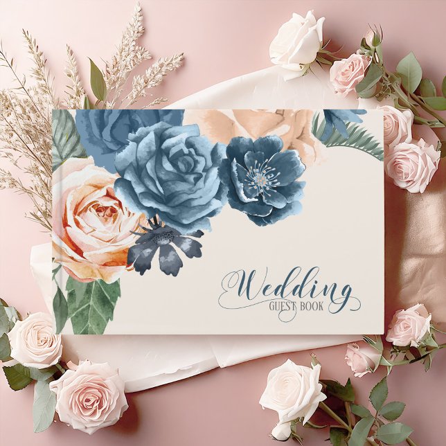 Livro De Visitas Rosa Blue/Peach Wedding ID584 (Criador carregado)