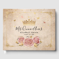 Rosa Corada e Coroa Dourada Elegante Quinceanera