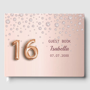 Livro De Visitas Rosa de diamantes cor-de-rosa doce, 16 anos, 16 an