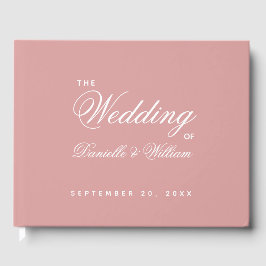 Livro De Visitas Rosa Desbotado Casamento Script Simples Caligrafia