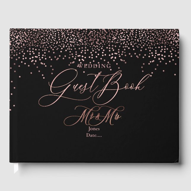 Livro De Visitas Rosa do PixDezines DOURADO CONFETTI+FUNDO DIY (Frente)