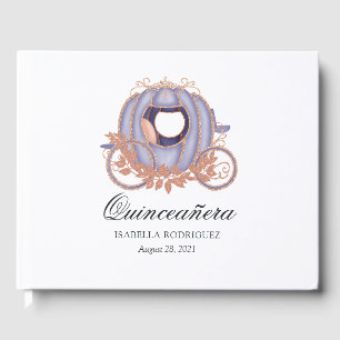 Livro De Visitas Rosa Dourada e Lilac Glitter Princesa Quinceañera