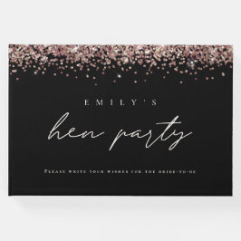 Livro De Visitas Rosa Dourado Glitter Hen Party Black Guest Book