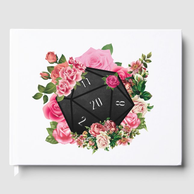 Livro De Visitas Rosa Floral D20 Tabletop RPG Dice (Frente)