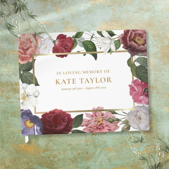 Livro De Visitas Rosa Floral Funeral Service Memorial Guest Book (Roses Floral Funeral Service Memorial Guest Book)