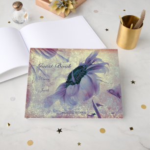 Livro De Visitas Rosa Floral Girassol Aquarela Casamento Vintage