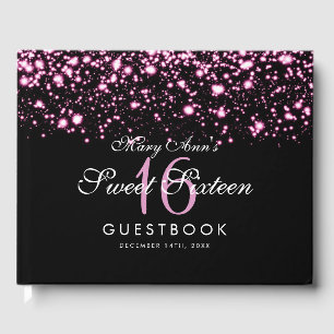 Livro De Visitas Rosa Glam da meia-noite do Guestbook do partido do