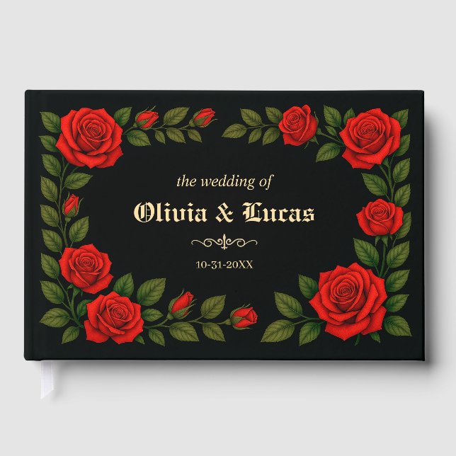 Livro De Visitas Rosa Gothic Wedding Guest Book (Frente)