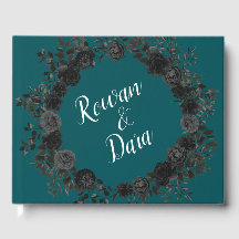 Rosa Gótico Elegante Casamento Preto Turquesa