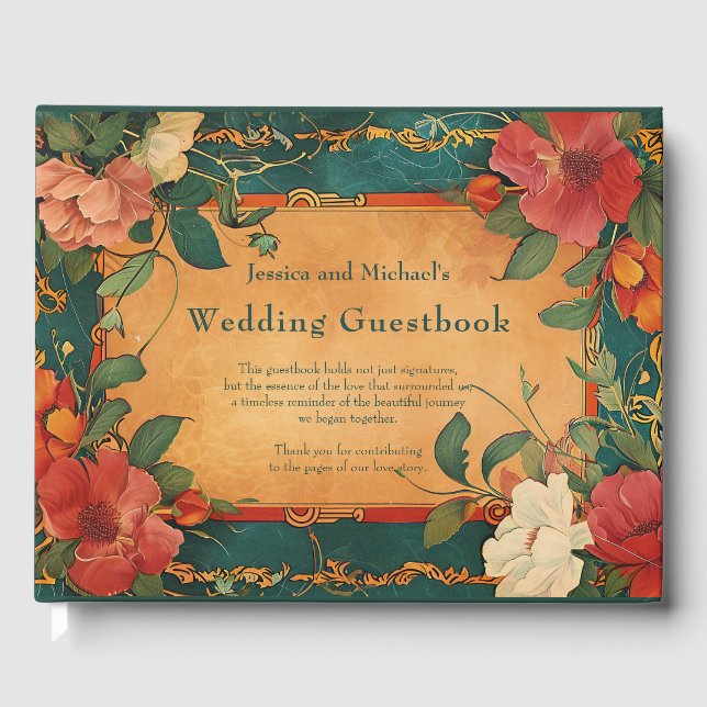 Livro De Visitas 🌹 Rosa Romance: Art Nouveau Splendor (Frente)