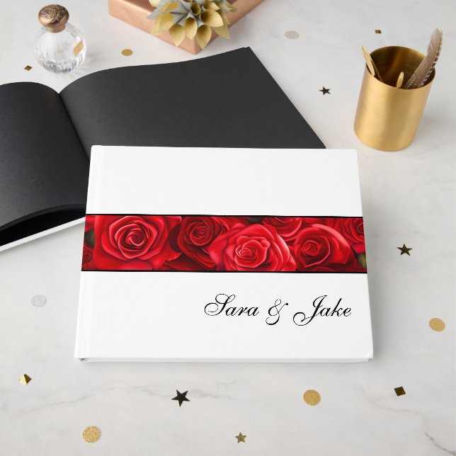 Livro De Visitas Rosa vermelha Guest Book (Frente aberta)