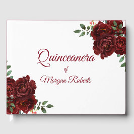 Livro De Visitas Rosa vermelha Romântica Quinceanera Guestbook