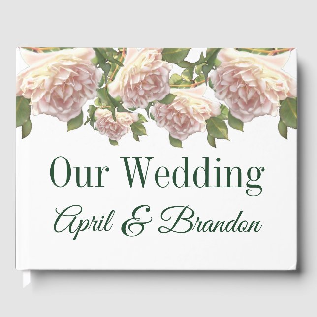 Livro De Visitas Rosas brancas, cor-de-rosa, Elegante (Frente)