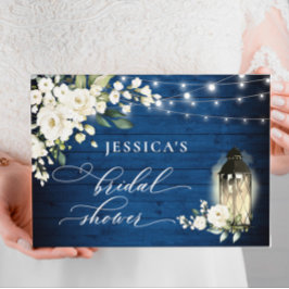 Livro De Visitas Rosas Brancas Lanterna de Madeira Azul Royal Festa