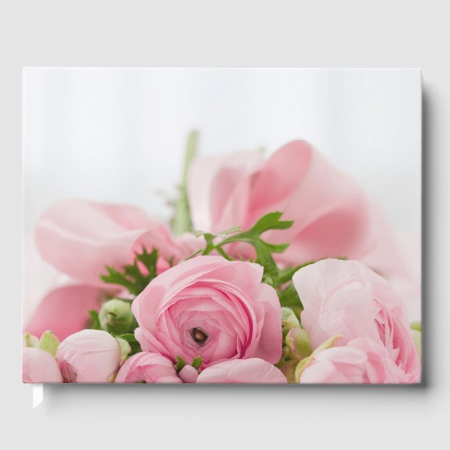 Livro De Visitas Rosas Cor-de-Rosa de Casamento (Frente)