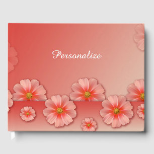 Livro De Visitas Rosas de Pêssego Elegante e Romântica Personalizam