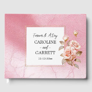 Livro De Visitas Rosas Dourados, cor-de-rosa, Casamento de Couro Ne