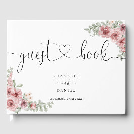 Livro De Visitas Rosas Elegantes Floral Script Casamento