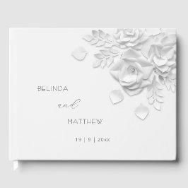 Livro De Visitas Rosas Florais 3D Brancas | Casamento