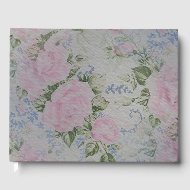 Livro De Visitas Rosas Florais Rosa Vintage (Frente)