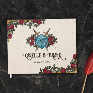 Livro De Visitas Rosas Monograma D20 Casamento RPG