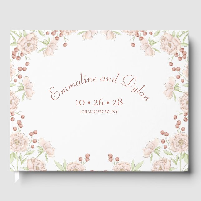 Livro De Visitas Rosas Rosa Bege Casamento (Frente)