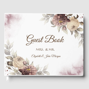 Livro De Visitas Rosas Vintage em Aquarela