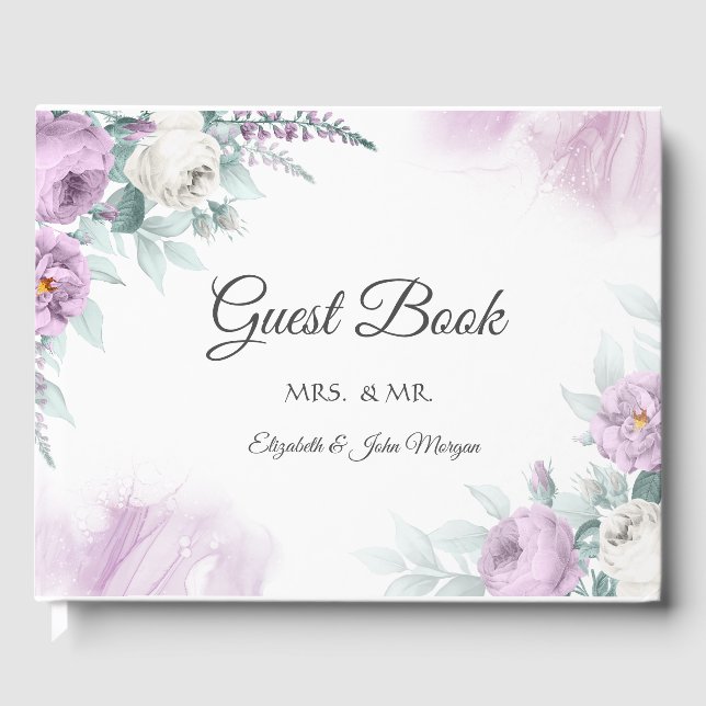 Livro De Visitas Rosas Violeta Aquarela (Frente)