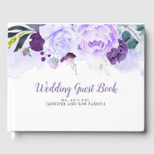 Livro De Visitas Roxo e casamento floral do brilho da prata