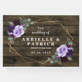 Livro De Visitas Roxo Floral Russo do País e Casamento Dourado