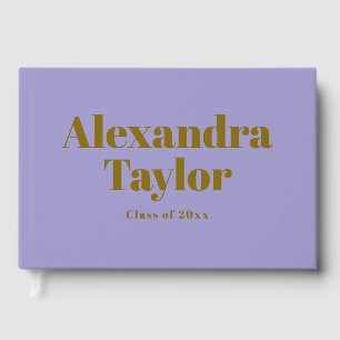 Livro De Visitas Roxo Retro Dourado Estético Personalizado Graduaçã