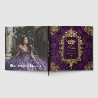Livro De Visitas Royal Amethyst Quinceañera, personalizado