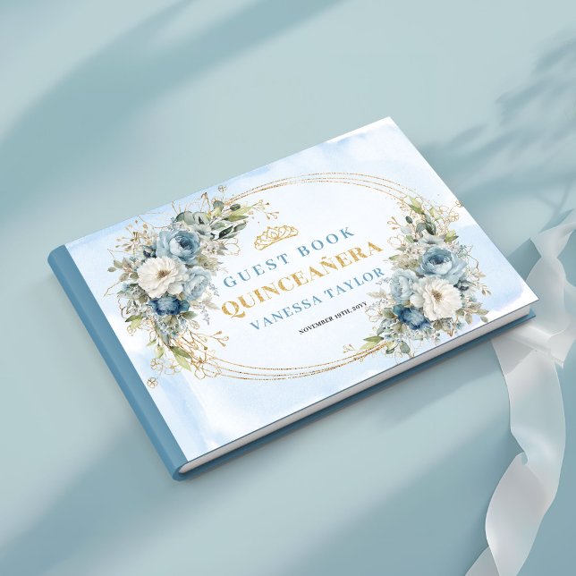 Livro De Visitas Royal Boho Mis Quince Guest Book Pale Blue Gold (Royal Boho Mis Quince Guest Book Pale Blue Gold)
