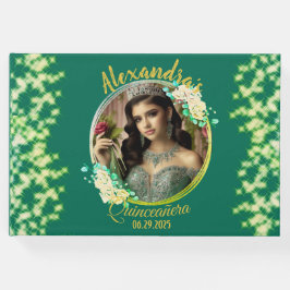 Livro De Visitas Royal Green Photo Boho Quinceañera Espanhol
