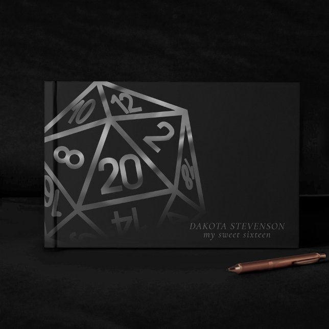 Livro De Visitas RPG Dice | Fantasy Retro Tabletop PnP Gamer Person (Criador carregado)