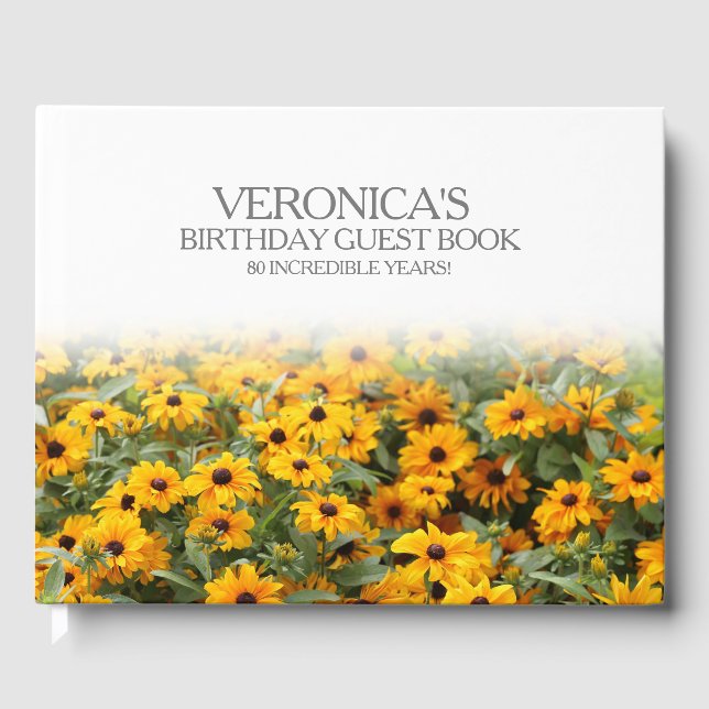 Livro De Visitas Rudbeckia Flowers 80 Aniversário (Frente)
