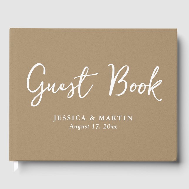 Livro De Visitas Rusitc Kraft Paper Weding Guest Book (Frente)