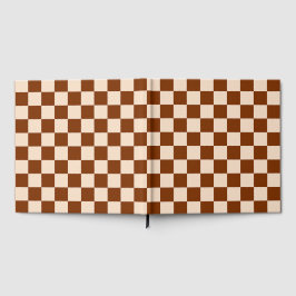 Livro De Visitas Rust brown and beige checkerboard pattern
