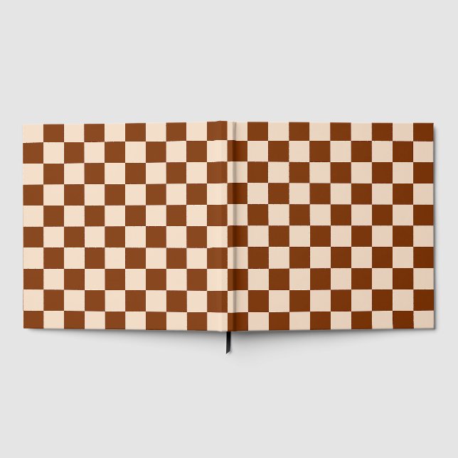 Livro De Visitas Rust brown and beige checkerboard pattern (Completo)