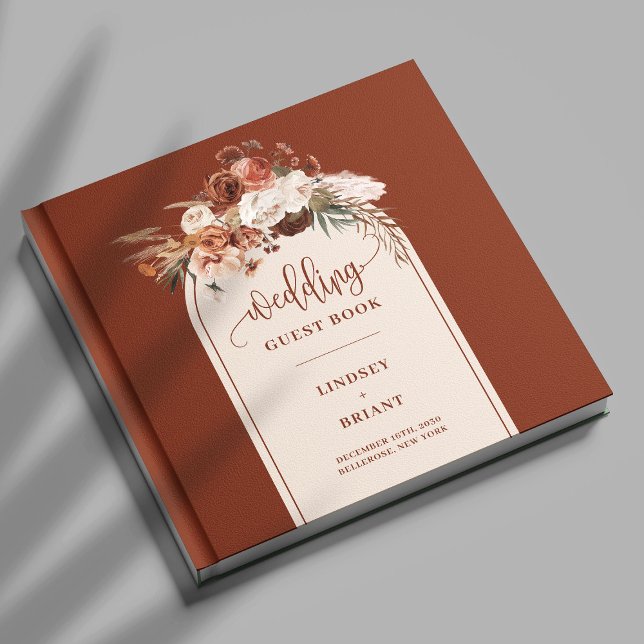 Livro De Visitas Rust Rust Pampas Grass Boho Floral Guest Book (Romantic Rust Pampas Grass Boho Floral Guest Book)