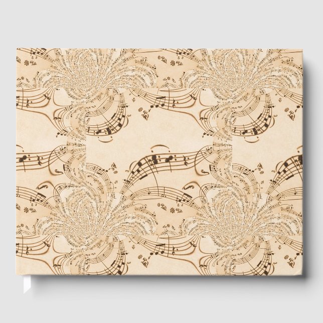 Livro De Visitas Rustic Antique Musical Notes (Frente)
