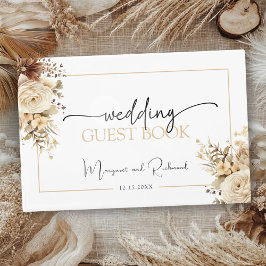 Livro De Visitas Rustic Boho Neutral Floral Weding Guest Book