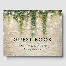 Livro De Visitas Rustic Chateau Stone Church String Lights Casament