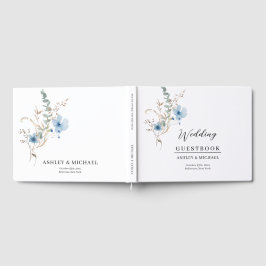 Livro De Visitas rustic dusty Blue watercolor flower bouquet